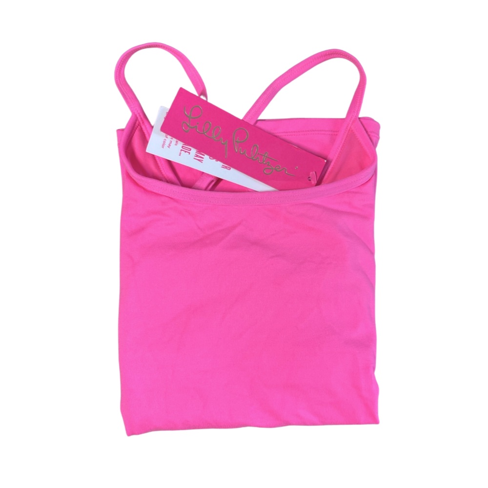 Lilly Pulitzer luxletic size XS straps pink tank top built in sport bra women